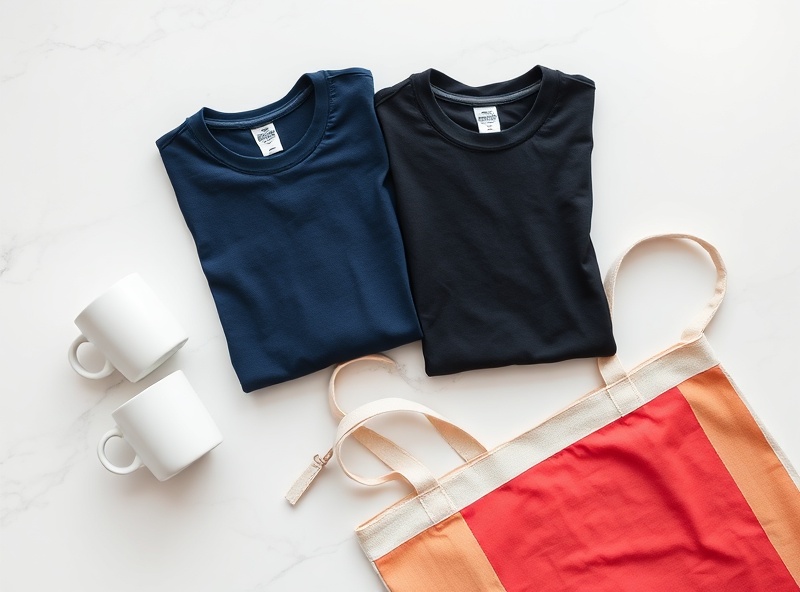 Custom branded corporate merchandise — t-shirts, mugs, tote bags